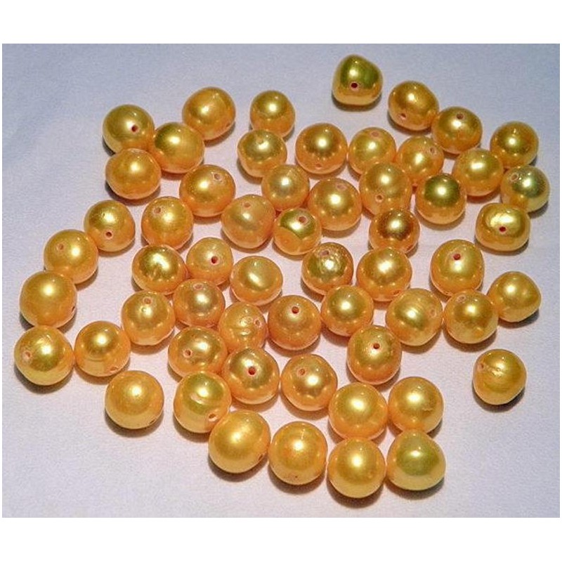 Nacre perle de culture perle percée irrégulière 7-8mm teintée doré fil 55 perles gemme chakra os régénère