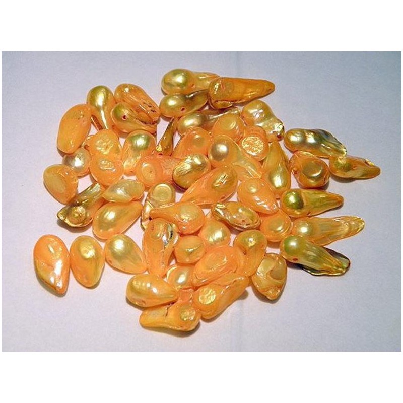Nacre perle de culture perle percée irrégulière 6-20mm teintée jaune orange fil 49 perles gemme chakra os régénère
