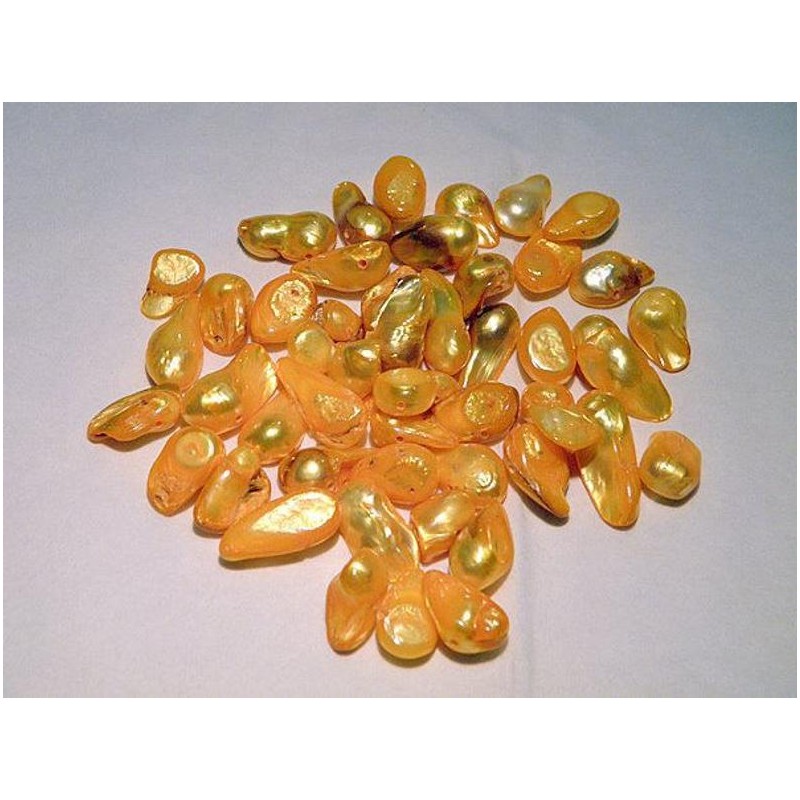 Nacre perle de culture perle percée irrégulière 6-20 mm teintée jaune orangé fil 49 perles gemme chakra os régénère