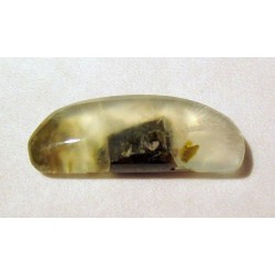 Préhnite cabochon pierre fine 27x10x4mm gemme reiki chakra plexus solaire coeur acné asthme douleur dos digestion prise décision