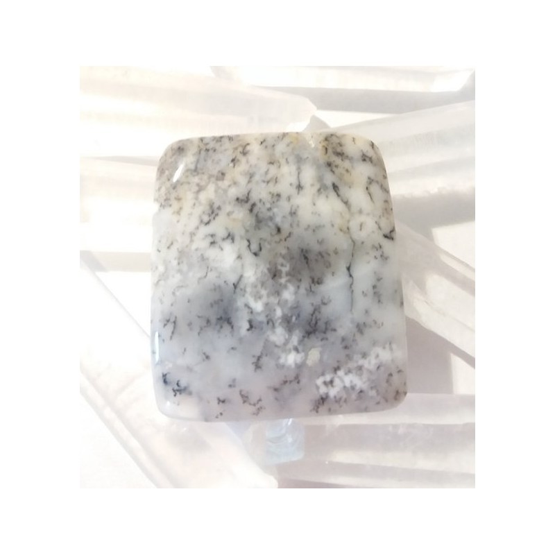 Agate dendrite cabochon pierre fine 31x28x3mm gemme multicolore reiki chakra plexus solaire racine coeur