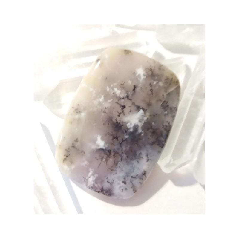 Agate dendrite cabochon pierre fine 35x25x4mm gemme multicolore reiki chakra plexus solaire racine coeur